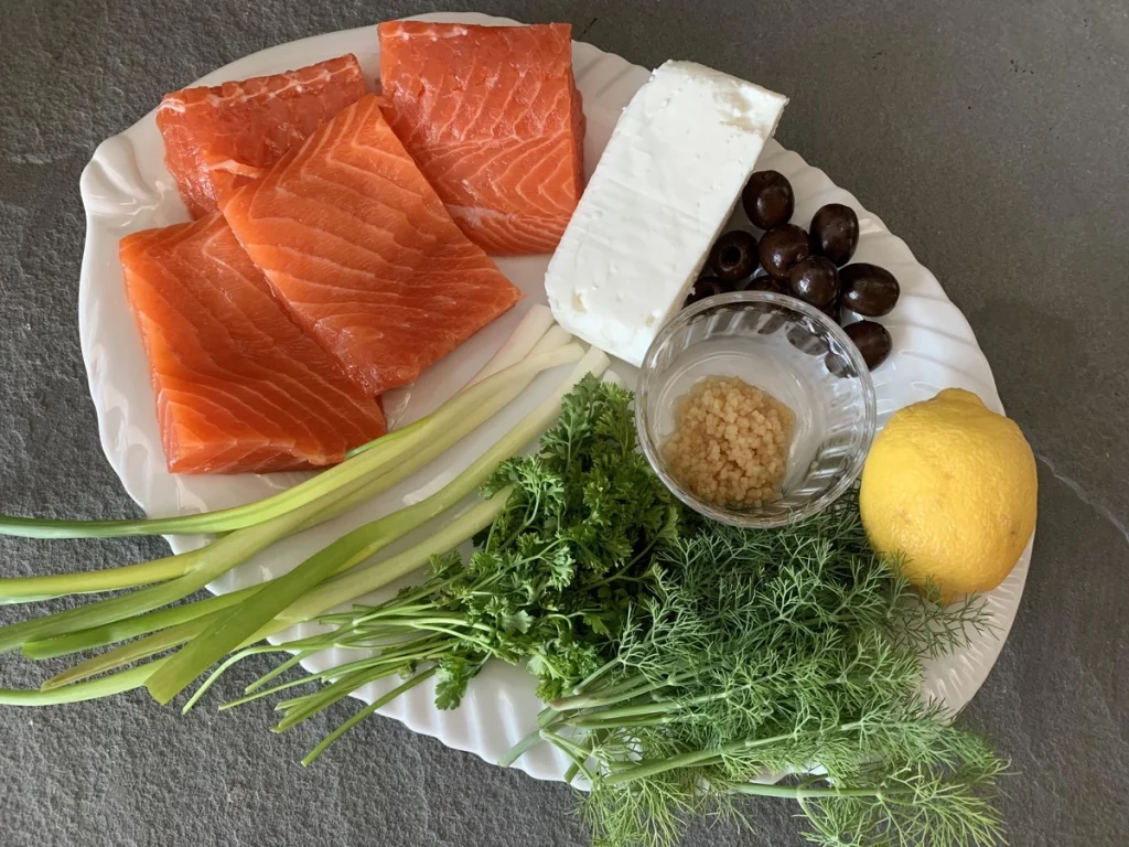 Baked Salmon with other ingredients