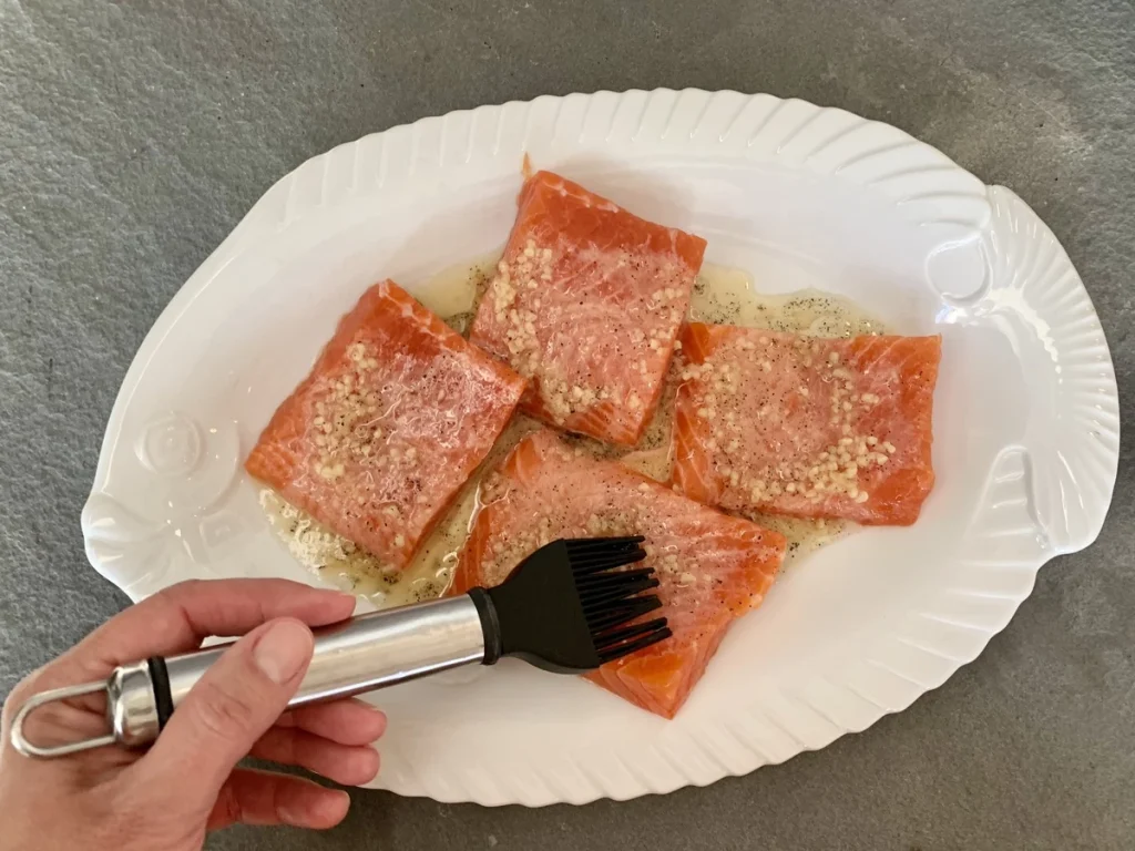 Baked Salmon on a white tray