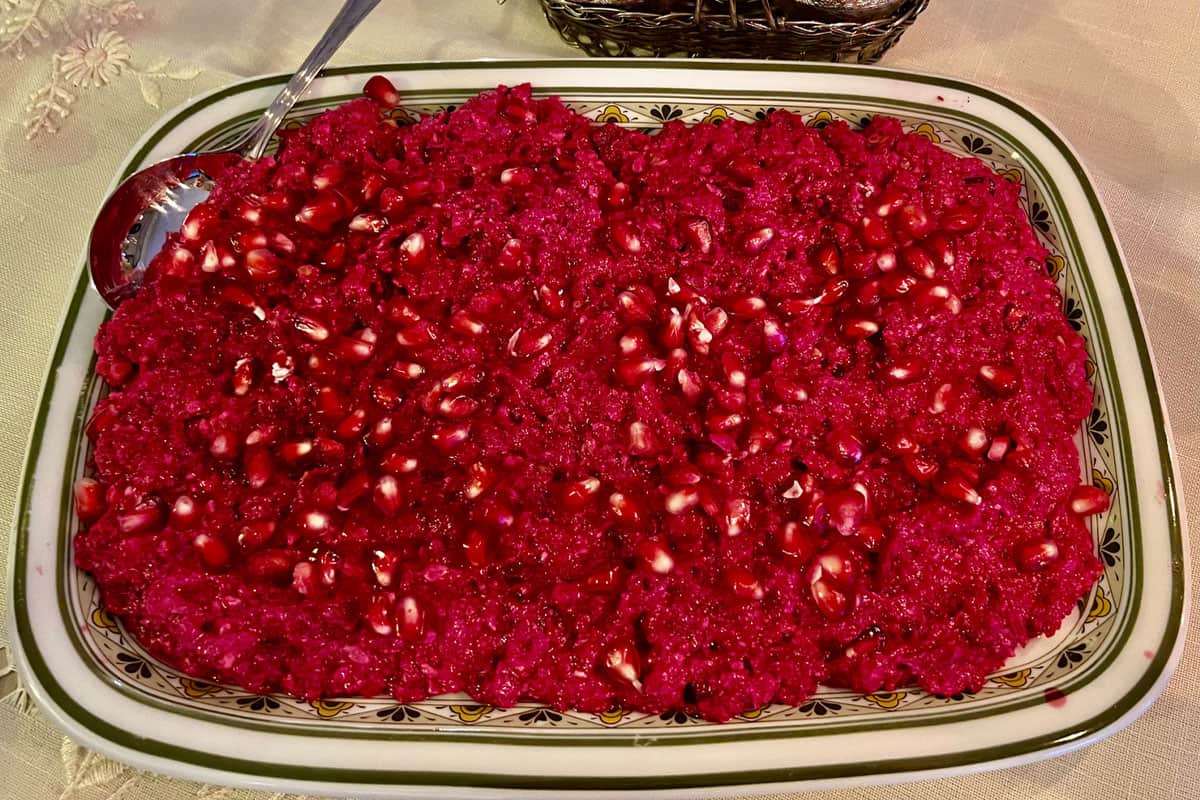 beet salad recipe on a beautiful plate