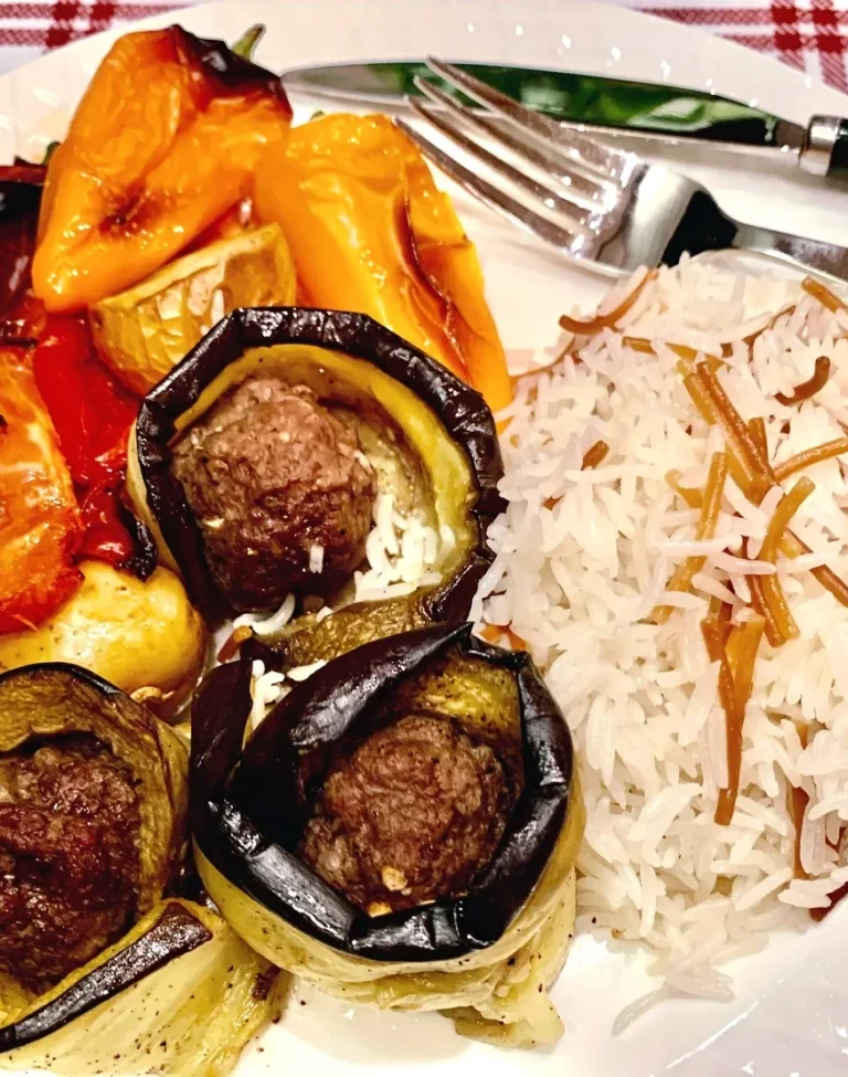 eggplant servings on plate with spoon