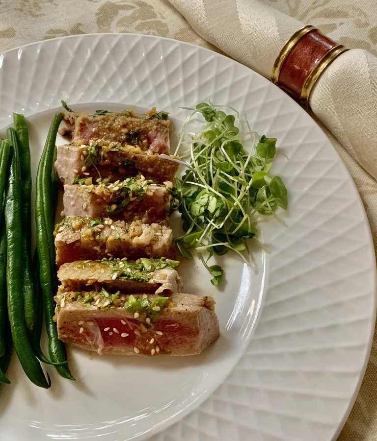 Ahi Tuna Steak with Green Beans- Classic Mediterranean Dishes