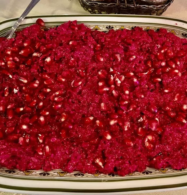 beet salad recipe on a beautiful plate