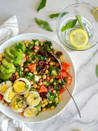 Chickpea Salad with Avocado and Eggs