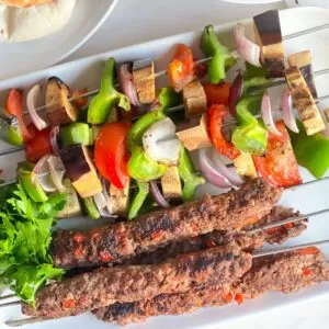 Spiced Ground Beef Skewers served in plate