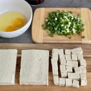 cut tofu in pieces